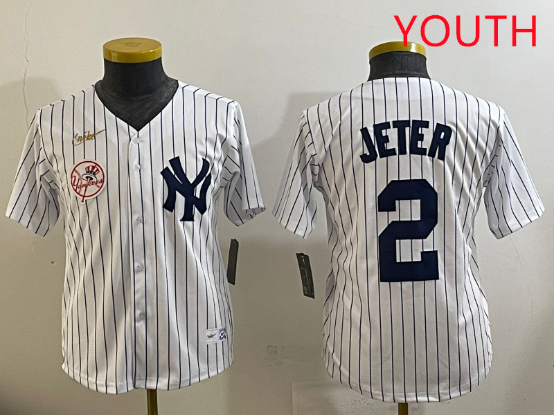 Youth New York Yankees #2 Jeter White 2025 Nike MLB jersey style 16->youth mlb jersey->Youth Jersey